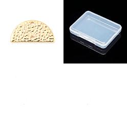 Plaqué 18K Or Véritable 35pcs charmes de connecteur en laiton, sans cadmium et sans nickel et sans plomb, , maillons demi-ronds, réel 18 k plaqué or, 8x15.5x1mm, Trou: 1.2mm