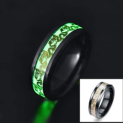 Черный Светящееся в темноте кольцо на палец в виде дракона из нержавеющей стали, чёрные, размер США 6 (16.5 мм)