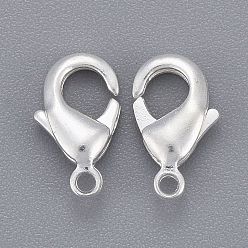 Silver Brass Lobster Claw Clasps, Parrot Trigger Clasps, Cadmium Free & Nickel Free & Lead Free, Silver, 19x10x4mm, Hole: 2mm