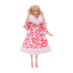 Hot Pink Animal Skin Pattern Cloth Doll Nightgown Outfits, Casual Wear Clothes Set, for Girl Doll Dressing Accessories, Hot Pink, 200mm