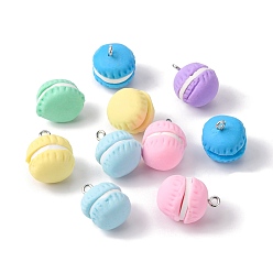 Mixed Color Handmade Polymer Clay Pendants, Macarons, Mixed Color, 18~20x14~15mm, Hole: 2mm