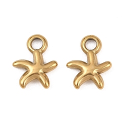 Золотой Ионное покрытие (ip) 304 брелоки из нержавеющей стали, прелести морская звезда, золотые, 13x10x2.5 мм, отверстие : 2.5 мм