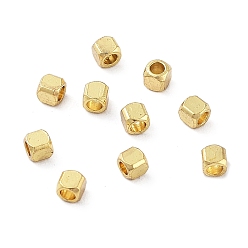 Real 18K Gold Plated 201 Stainless Steel Beads, Cube, Real 18K Gold Plated, 2x2x2mm, Hole: 1mm