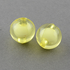 Champagne Yellow Transparent Acrylic Beads, Bead in Bead, Round, Champagne Yellow, 8mm, Hole: 2mm, about 2050pcs/500g