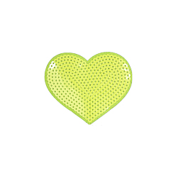 Yellow Computerized Embroidery Cloth Iron on/Sew on Patches, Costume Accessories, Paillette Appliques, Heart, Yellow, 71x84mm