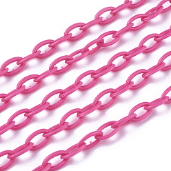 Camellia ABS Plastic Cable Chains, Oval, Camellia, 13x7~7.5x2mm, about 15.35~15.74 inch(39~40cm)/strand