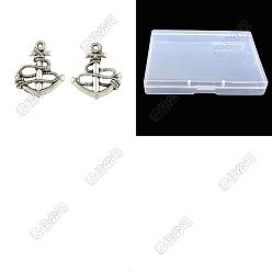 Antique Silver 100Pcs Tibetan Style Zinc Alloy Pendants, Anchor Charms, Lead Free & Cadmium Free, Antique Silver, 24x18.7x2mm, Hole: 1.5mm
