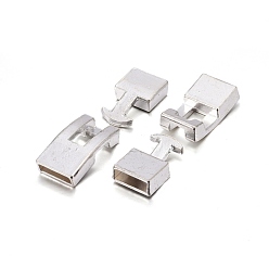 Silver Tibetan Style Snap Lock Clasps, Cadmium Free & Nickel Free & Lead Free, Rectangle, Silver, 22x12x6mm, 19x12x5mm, Hole: 3x10mm