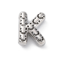 Letter K Латунные подвески, стойки покрытие, долговечный, без кадмия и без свинца, подвески с полыми буквами, Письмо K, 22x17x8.5 мм, отверстие : 4.7x3 мм