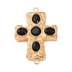 Черный 304 подвески-коннекторы из нержавеющей стали с паве из кубического циркония, перекрестные ссылки, вакуумное покрытие pvd, золотые, чёрные, 26x18x4.5 мм, отверстие : 1.5 мм