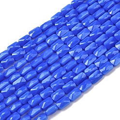 Королевский синий Непрозрачное стекло бисер нитей, прямоугольные, граненые, королевский синий, 7x4.5x3.5 мм, отверстие : 0.9 мм, около 79~80 шт / нитка, 21.65''~22.24'' (55~56.5 см)