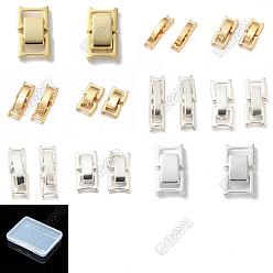 Mixed Color 24Pcs 12 Styles Eco-Friendly Brass Watch Band Clasps, Long-Lasting Plated, Lead Free & Cadmium Free, Mixed Color, 15~17.5x3.5~10.5x4mm,2pcs/style 
