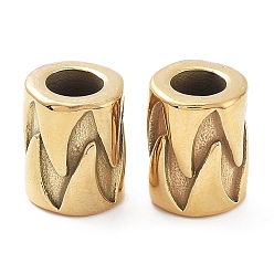 Golden Ion Plating(IP) 304 Stainless Steel European Beads, Large Hole Beads, Column, Golden, 12x9mm, Hole: 5mm