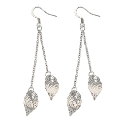 Нержавеющая Сталь Цвет 304 из нержавеющей стали болтаться серьги, лист, цвет нержавеющей стали, 75 мм