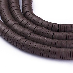Седло Коричневый Бусины из полимерной глины , Диск / плоские круглые, Heishi бусы, седло коричневый, 8x0.5~1 мм, отверстие : 2 мм, около 380~400 шт / нитка, 17.7 дюйм