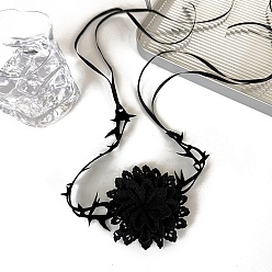 Black Halloween Cloth Pendant Necklaces, Rose, Black, 43.31 inch(110cm)