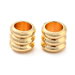 Настоящее золото 14K Латунные бусины, Рифленые бусины, колонка, реальный 14 k позолоченный, 6x5.5 мм, отверстие : 4.5 мм