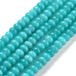 Cyan Natural White Jade Beads Strands, Dyed, Rondelle, Cyan, 8x5mm, Hole: 1mm, about 74pcs/strand, 15.15 inch(38.5cm)