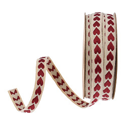 Cœur Ruban polyester, décoration de garniture de ruban de chandail fait main, pour le bricolage, forfait, firebrick, motif de coeur, 3/8 pouces (10 mm), environ 10 mètres / rouleau