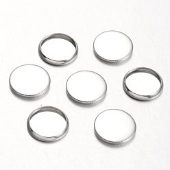 Stainless Steel Color Stainless Steel Plain Edge Bezel Cups, Cabochon Settings, Flat Round, Stainless Steel Color, Tray: 10mm, 12x2mm