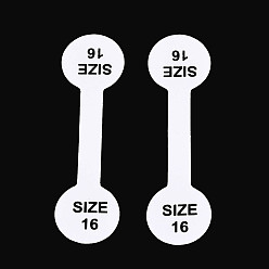 Белый Стикер размера складного бумажного кольца, Размер 16, бирка с размером клейкого кольца, круглые, белые, 5.1x1.4x0.01 см.