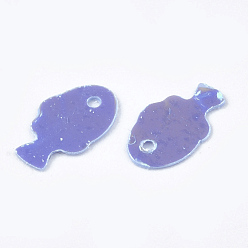 Medium Slate Blue Ornament Accessories, PVC Plastic Paillette/Sequins Charms, Fish, Medium Slate Blue, 8x5x0.3mm, Hole: 0.8mm, about 25000pcs/500g