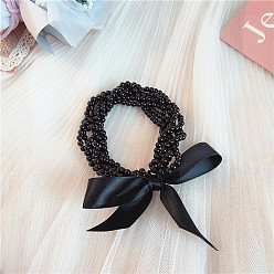 black Sweet Pearl Butterfly Hair Tie for Girls, Elegant and Chic Headband Accessory