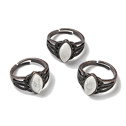 Говлит Регулируемые кольца из натурального говлита «конский глаз», без свинца и без кадмия, латунные кольца на палец с красной медью для женщин и мужчин, внутренний диаметр: 19 мм