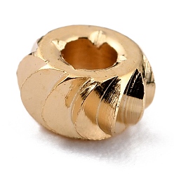 Real 24K Gold Plated Brass Beads, Long-Lasting Plated, Corrugated Rondelle, Real 24K Gold Plated, 4x2mm, Hole: 1.4mm