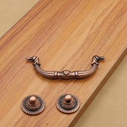 Red Copper Embossed Alloy Drawer Bail Pulls, Retro Swing Dresser Handle, Cabinet Pulls Handles for Drawer, Doorknob Accessories, Red Copper, 88x32x19mm, hole center: 64mm