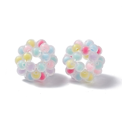 Coloré Perles tissées à la main en plastique, givré, Perle en bourrelet, ronde, colorées, 34mm, Trou: 6mm