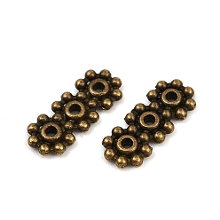 Античная Бронза Тибетский стиль сплава распорные бруски, без свинца и без кадмия, цветок, длиной около 15 мм , шириной 6 мм , толщиной 1.5 мм , отверстие : 1 мм