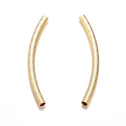 Real 18K Gold Plated Brass Tube Beads, Curved, Cadmium Free & Nickel Free & Lead Free, Real 18K Gold Plated, 45x3mm, Hole: 2mm