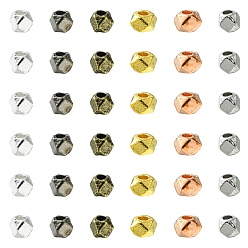Mixed Color 100Pcs 5 Colors Polyhedron Alloy Finding Beads, Lead Free & Cadmium Free, Mixed Color, 3x3x3mm, Hole: 1mm, 20pcs/color