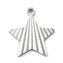 Stainless Steel Color 304 Stainless Steel Pendants, Star Charm, Stainless Steel Color, 20x18x1.8mm, Hole: 1.8mm