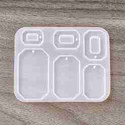 Octagon DIY Pendant Silicone Molds, Resin Casting Molds, for UV Resin, Epoxy Resin Jewelry Making, Rectangle Octagon Pattern, 66.5x83x5mm, Hole: 2mm, Inner Diameter: 13~44x17.5~26mm