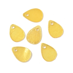 Желтый Подвески-слезинки из натуральных ракушек Capiz, окрашенных распылением, желтые, 13.5x9.5x1 мм, отверстие : 1.6 мм