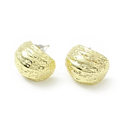 Golden Alloy Textured Half Round Stud Earrings with 925 Sterling Silver Pins for Women, Golden, 21x16.5x19mm, Pin: 0.7mm