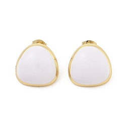 Белый PVD вакуумное покрытие золото 304 серьги-гвоздики из нержавеющей стали для женщин, с эмалью, треугольные, белые, 18.5x18.5 мм