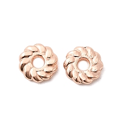 Розовое Золото Цветочные латунные бусины, долговечный, стойки покрытие, без свинца и без кадмия, розовое золото , 6x1.5 мм, отверстие : 1.6 мм