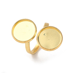 Настоящее золото 18K 304 открытые кольца манжеты из нержавеющей стали, настройка кольца колодки, плоско-круглые, реальный 18 k позолоченный, размер США 6 1/4 (16.7 мм), лоток : 12 мм