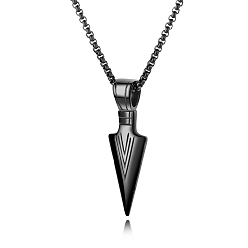 Cone Alloy Pendant Necklaces for Men, Stainless Steel Box Chain Necklace, Cone, 23.62 inch(60cm)