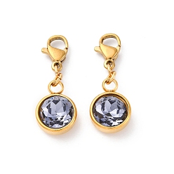 Танзания Ионное покрытие (ip) 304 подвески из нержавеющей стали со стразами, застежка когтя омара, танзанитом, 27 мм