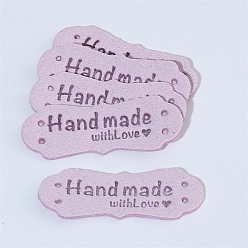 Thistle Imitation Leather Label Tags, with Holes & Word Hand Made with Love, for DIY Jeans, Bags, Shoes, Hat Accessories, Polygon, Thistle, 15x42mm