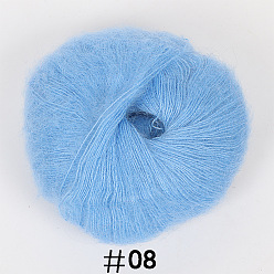 Светло-Голубой 25 пряжа для вязания из шерсти ангорского мохера, для шали, шарфа, куклы, вязания крючком, Небесно-голубой, 1 мм