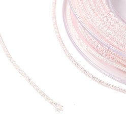 Розовый Полиэфирный металлический шнур, с рыбьей нитью внутри, круглые, туманная роза, 1 мм