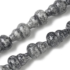 Gris Perles de porcelaine vintage faites à la main, fantaisie porcelaine émaillée antique, gourde, grises , 12.5x9mm, Trou: 1.6mm
