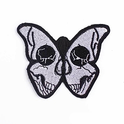 Butterfly Halloween Computerized Embroidery Cloth Iron on Patches, Stick On Patch, Costume Accessories, Appliques, Butterfly & Skull, 61x76mm