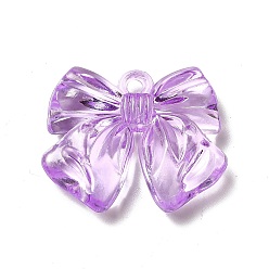 Лиловый Прозрачные акриловые подвески, очарование бантом, сирень, 24x30x7 мм, отверстие : 3 мм, Около 180 шт / 500 г