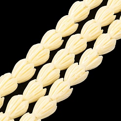 Light Yellow Synthetic Coral Dyed Beads Strands, Magnolia Flower, Light Yellow, 8.5x7mm, Hole: 1mm, about 35pcs/strand, 11.22''(28.5cm)